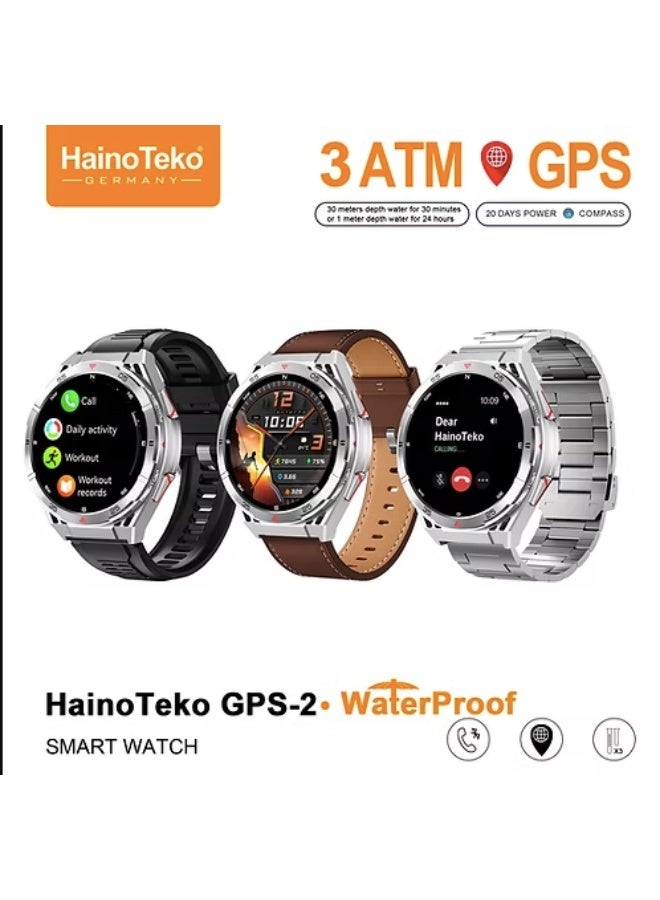 HainoTeko Germany HainoTeko GPS 2 Waterproof Best Smartwatch with AMOLED Display 3 ATM 3 Pair Straps - Image 3
